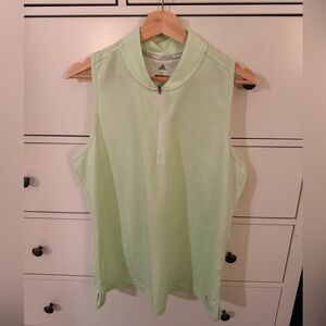 Adidas Sleeveless Quarter-Zip Golf Polo – Mint Green – XL